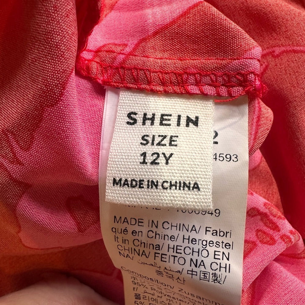SHEIN Red and Pink Floral Kids Dress - Picture 3 of 4